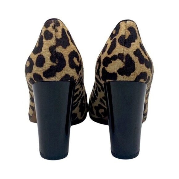 Donald Pliner Calf Hair Leopard Print 4" Block Heel Round Toe Pumps Size 7 - Picture 6 of 9